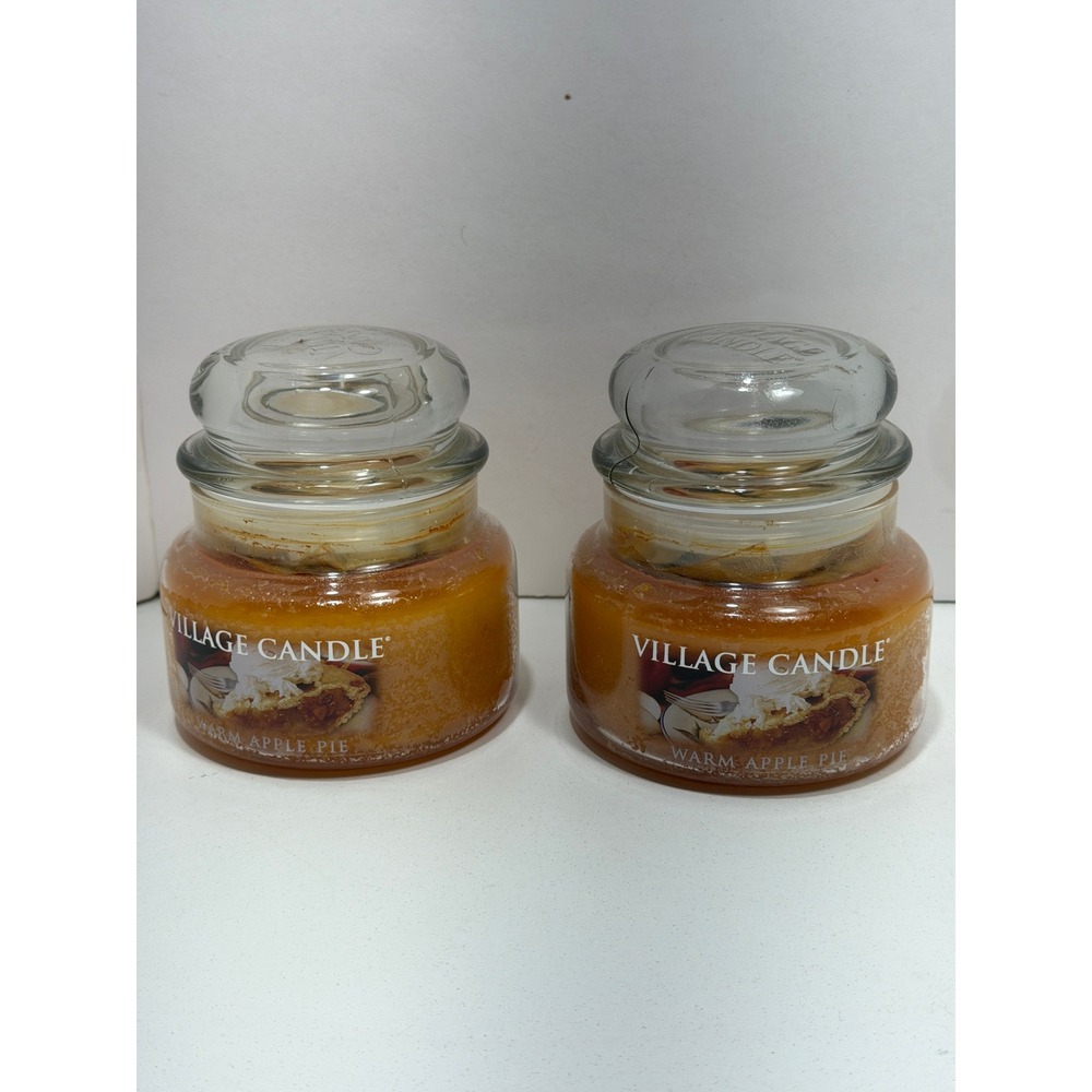 Village Candle Warm Apple Pie 11oz Small Jar Dual Wick Scented Candle Set of 2